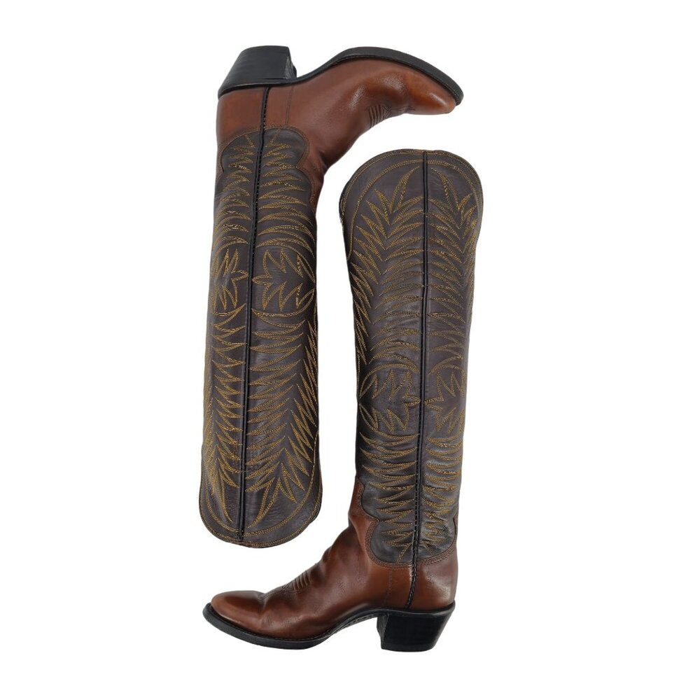 Vintage Paul Bond Tall Custom Womens Size 6B Brown Leather Cowboy Western Boots - Picture 7 of 15